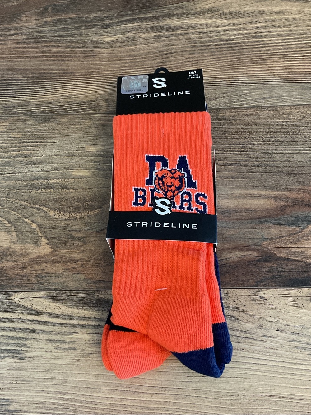 Strideline Men's Orange & Navy Chicago Bears NFL Crew Socks 2Pair